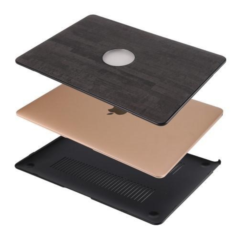 Woody műanyag tok PU bőrrel MacBook Air 13,3 - fekete