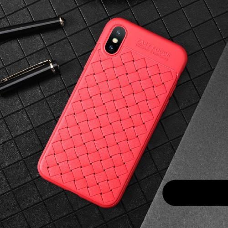 Szövött zselés tok textúrával iPhone X készülékhez - piros