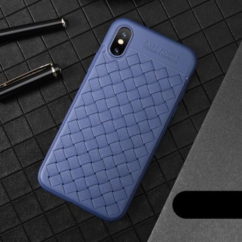 Szövött zselés tok textúrával iPhone X készülékhez - kék