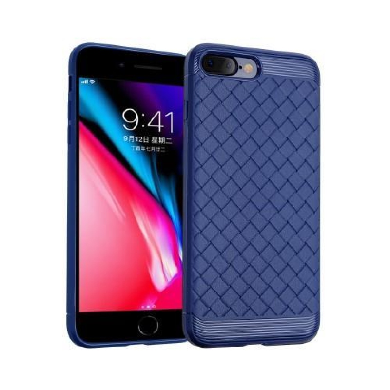 Szövött textúrájú zselés tok iPhone 8 Plus és iPhone 7 Plus készülékhez - kék