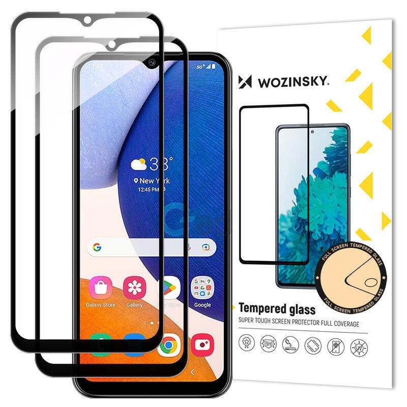 Wozinsky teljes képernyő edzett üveg Samsung Galaxy A14 4G/5G készülékhez - fekete - 2db