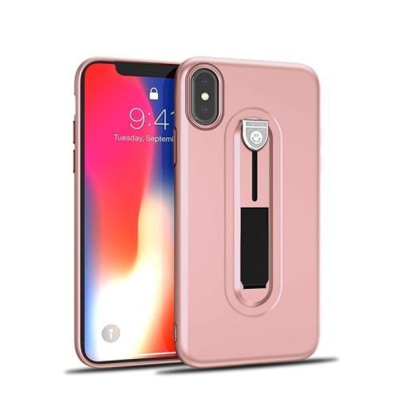 Wrappy tartós tok kihúzható állvánnyal iPhone X készülékhez - rózsaarany