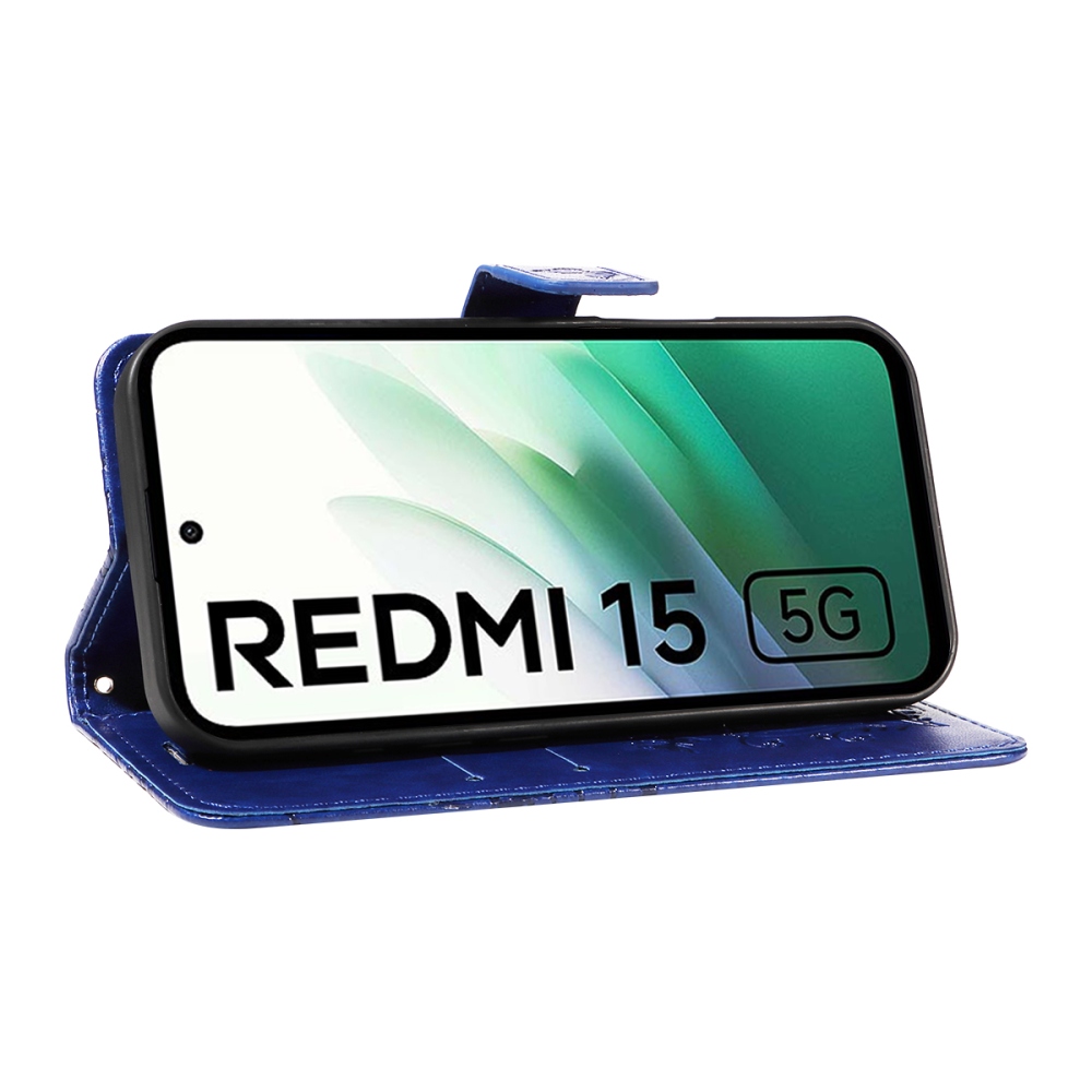 Nagy pillangó könyv tok Xiaomi Redmi 15 4G (171mm) - kék