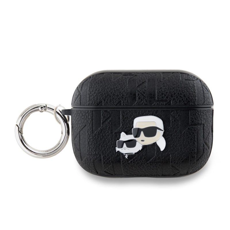 Karl Lagerfeld PU dombornyomott Karl és Choupette fejek tok az AirPods Pro 2 készülékhez Fekete