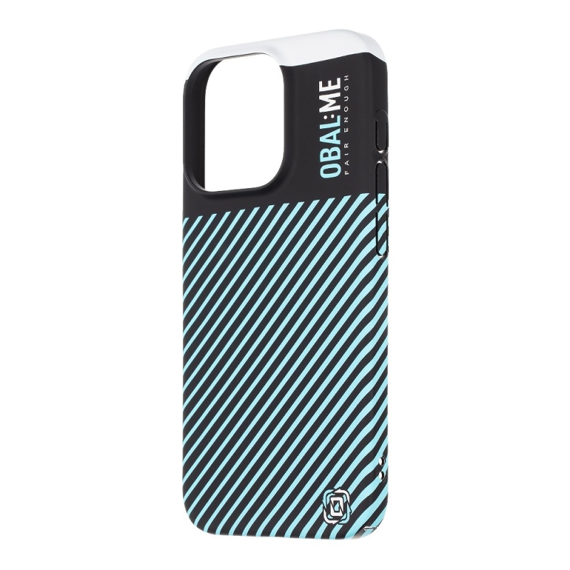 Borító:ME Flossy Stripes borító Apple iPhone 15 Pro fekete/tejkék színű készülékhez