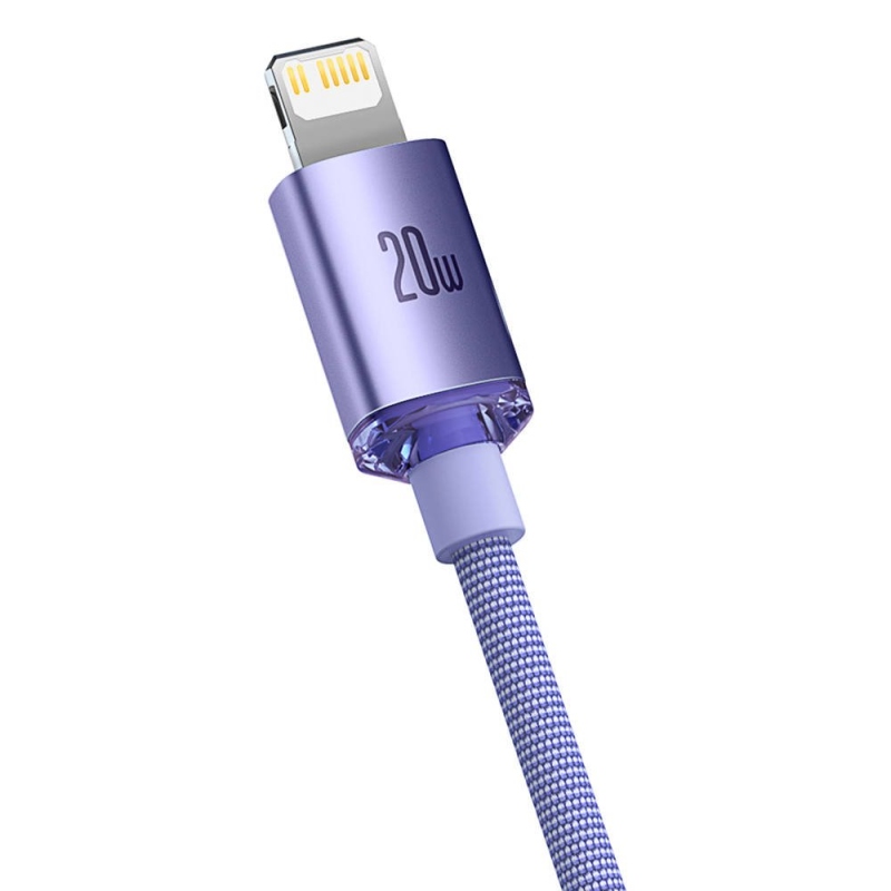 Baseus CAJY000205 Crystal Shine sorozatú adatkábel USB-C - Lightning 20W 1.2m lila