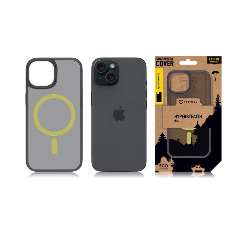 Tactical MagForce Hyperstealth 2.0 borító iPhone 15-hez Fekete/sárga