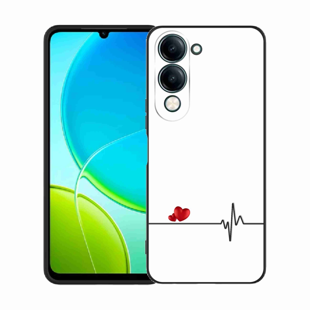 Gél borító mmCase a Vivo Y29s 5G-n - szív és szívverés fehér háttérrel
