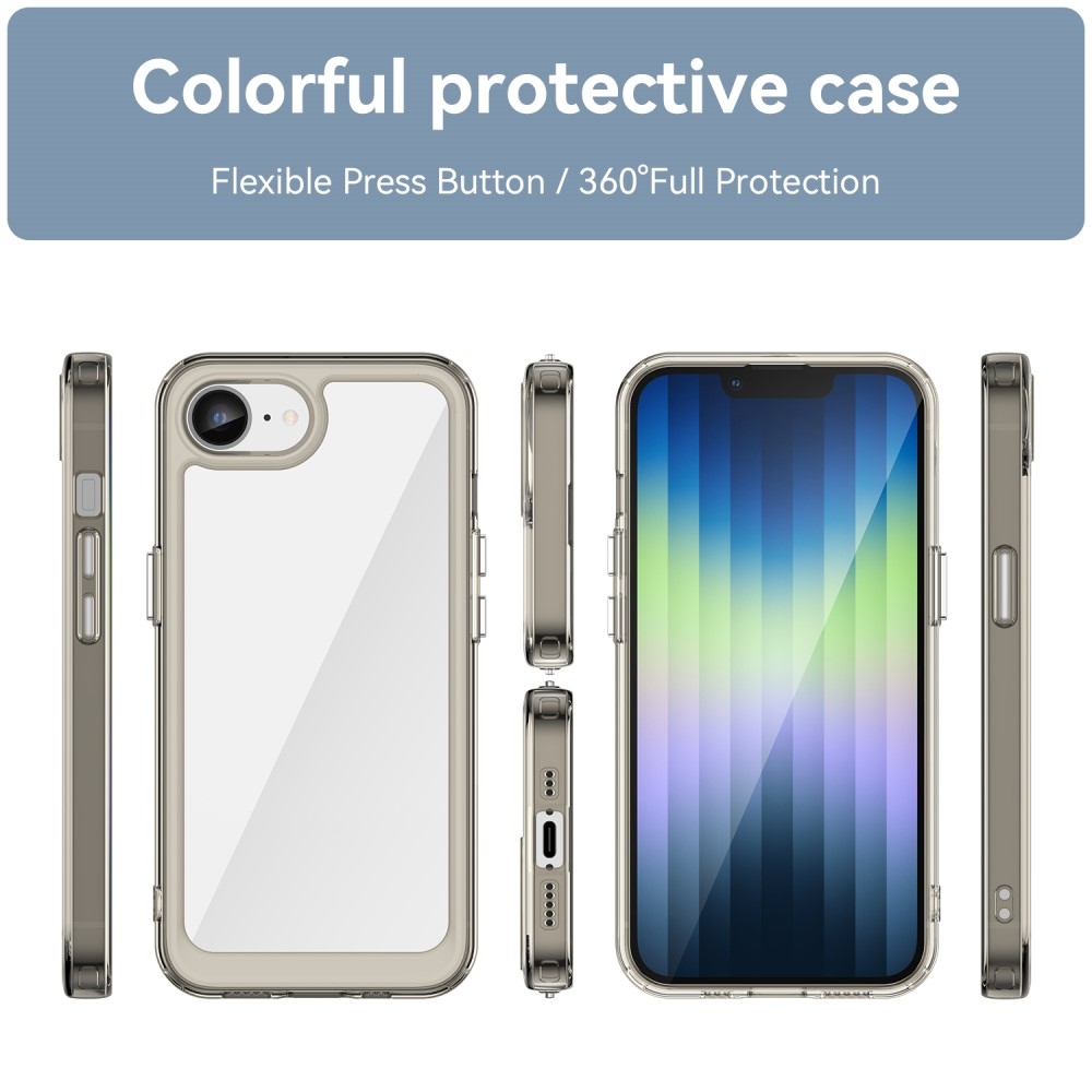 Gél tok fix hátlappal iPhone 16e készülékhez - szürke