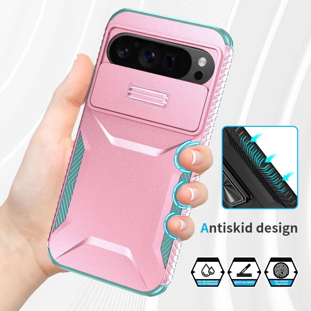 Fedél ellenálló borítás a Google Pixel 9 Pro XL-hez - rózsaszín/kék-zöld