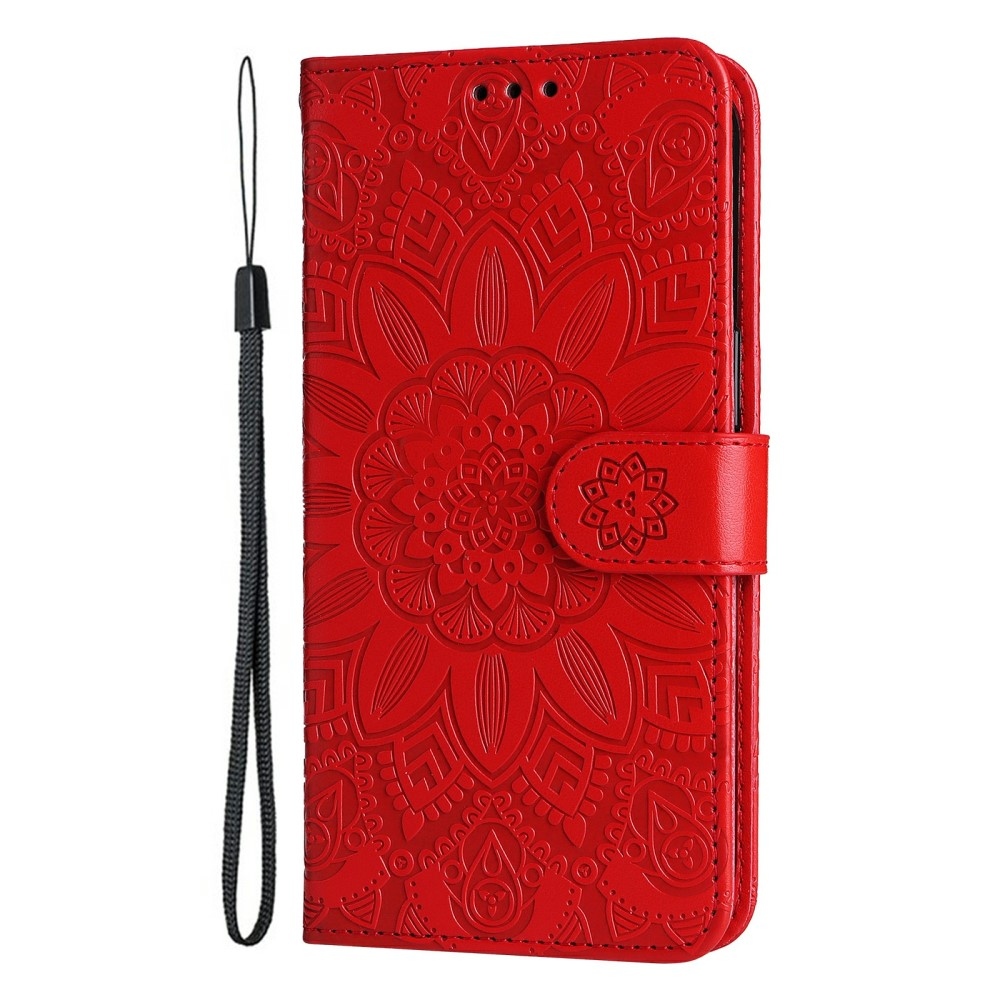Napraforgó könyv tok a Xiaomi 15-öshöz - piros