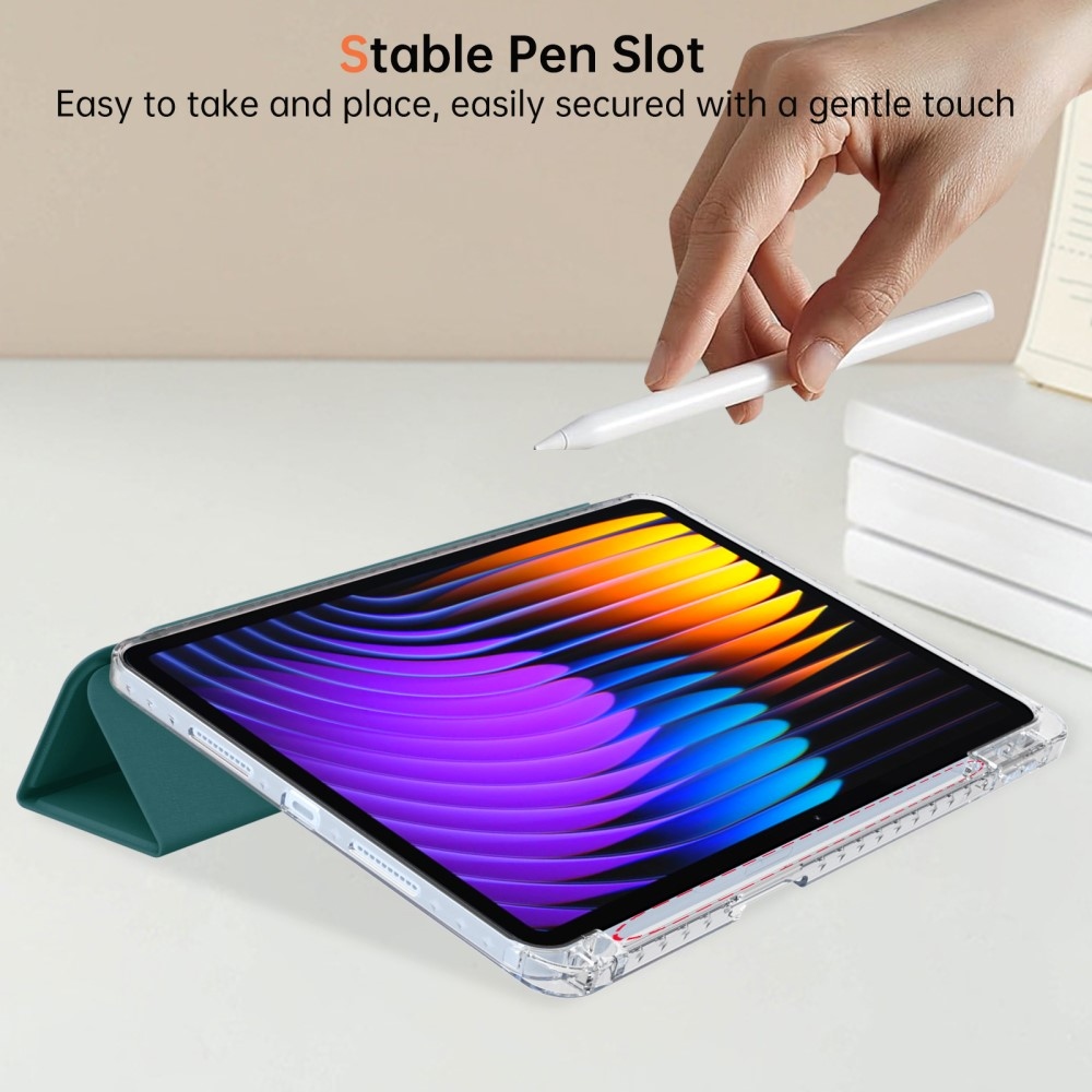 Origami intelligens pozicionáló tok Xiaomi Pad 7/7 Pro táblagéphez - sötétzöld