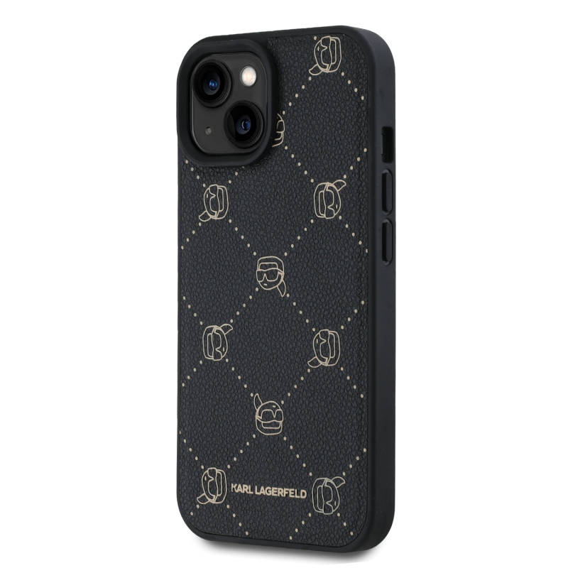 Karl Lagerfeld PU Karl fejek mintás Magsafe hátlap iPhone 15 fekete
