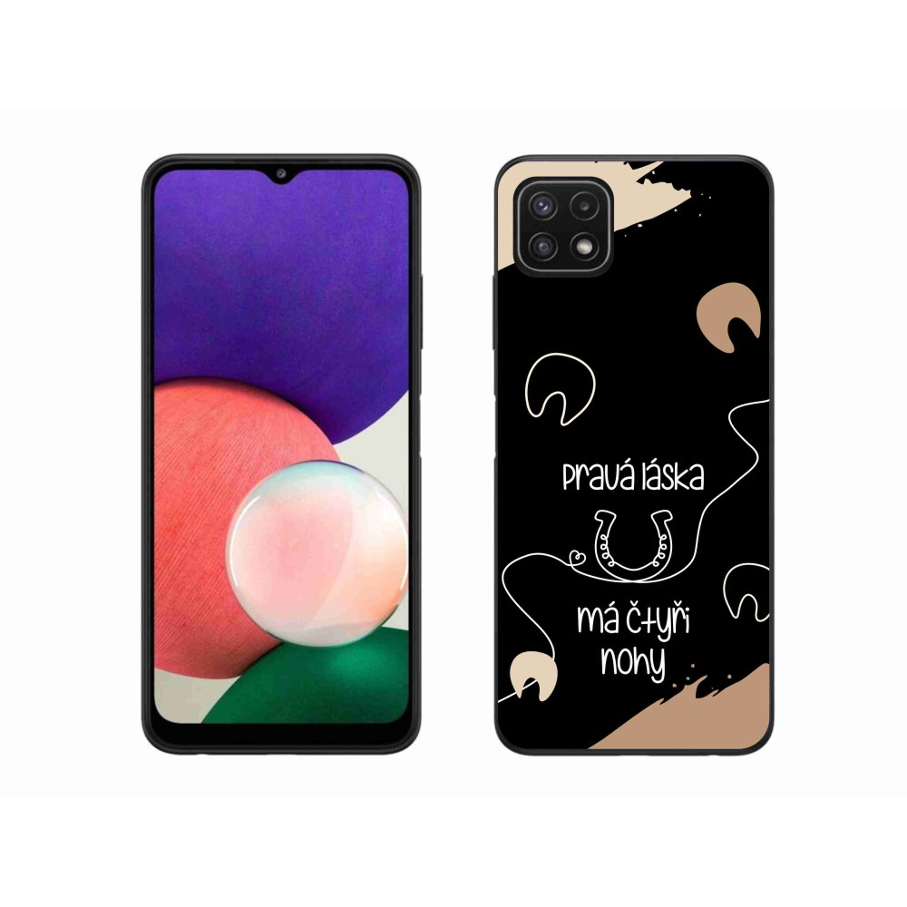 Gél borítás mmCase Samsung Galaxy A22 5G - ló motívum fekete háttérrel