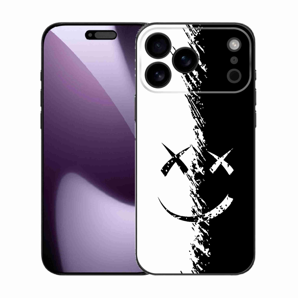 Zselés borítás mmCase iPhone 17 Pro Max készülékhez - fekete és fehér mosolygó