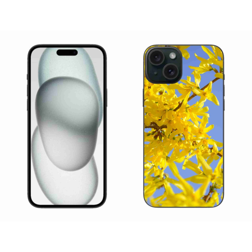 Gél védőhuzat mmCase iPhone 15 Plus készülékhez - sárga virágok