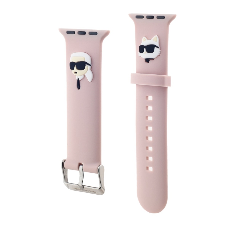 Karl Lagerfeld Karl és Choupette Head NFT szíj Apple Watch 42/44/45/45/49 rózsaszínű órához