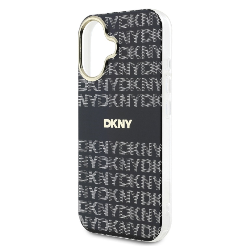 DKNY PC/TPU ismétlődő mintás tonális csíkos Magsafe hátlap iPhone 16-hoz Fekete