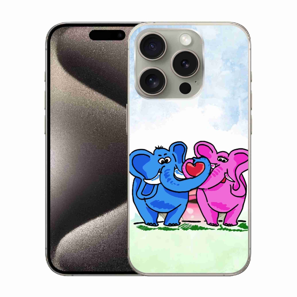 Gél borítás mmCase iPhone 15 Pro készülékhez - szerelmes elefántok