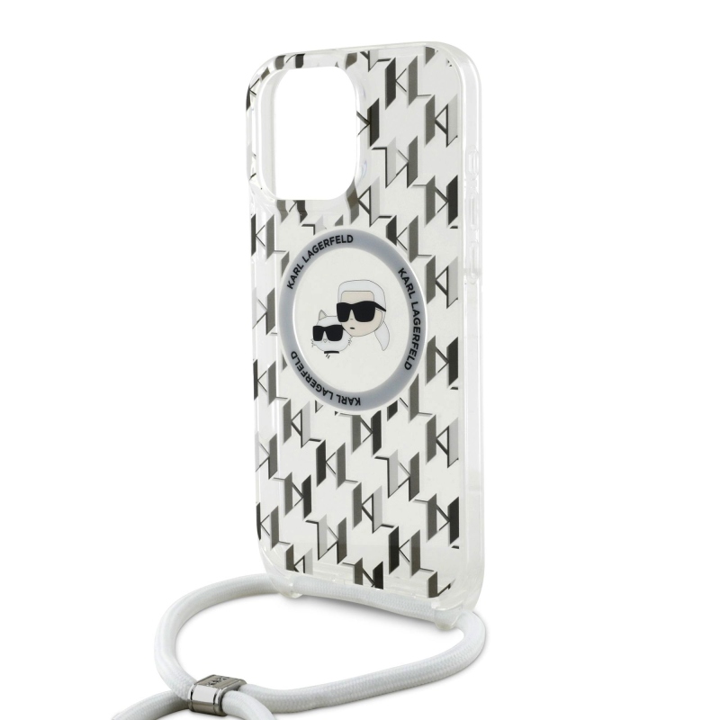 Karl Lagerfeld IML Monogram Kereszttest K&CH Heads MagSafe hátlap iPhone 16 Pro átlátszóhoz