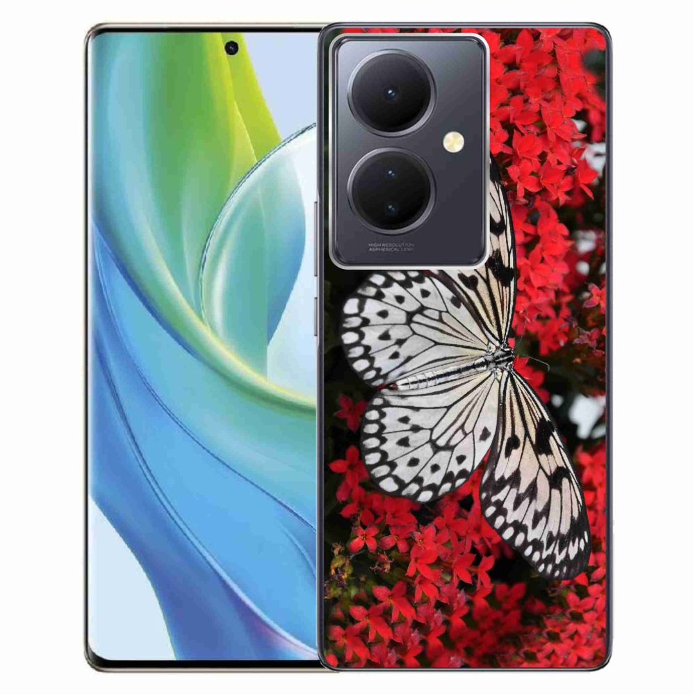 Gél borítás mmCase a Vivo V29 Lite 5G - fekete-fehér pillangó 1