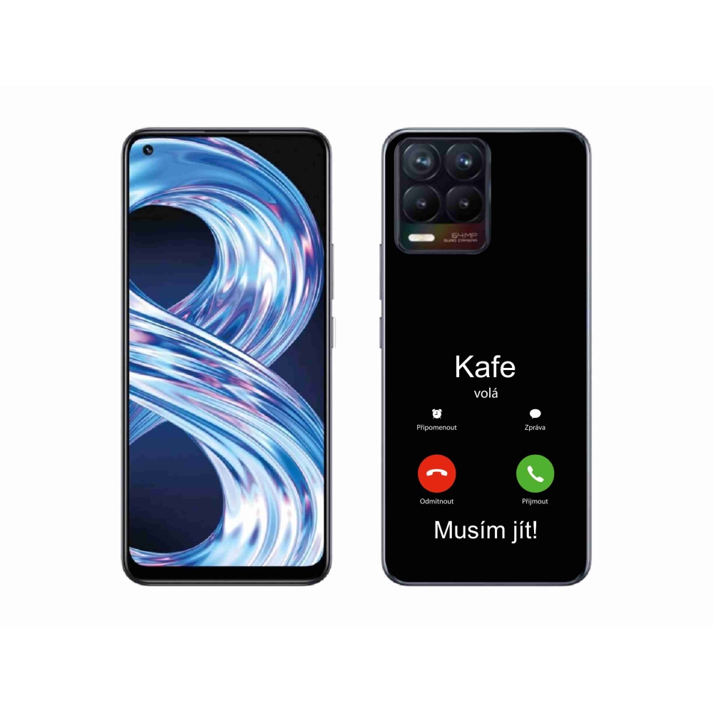 Gél borító mmCase a Realme 8 Pro-n - kávé hívó fekete háttérrel