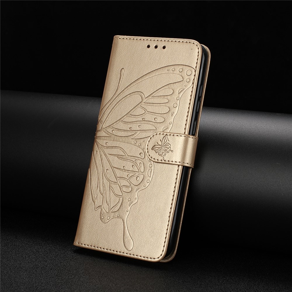Virágos pillangó könyv tok Xiaomi 15T-hez - arany színben