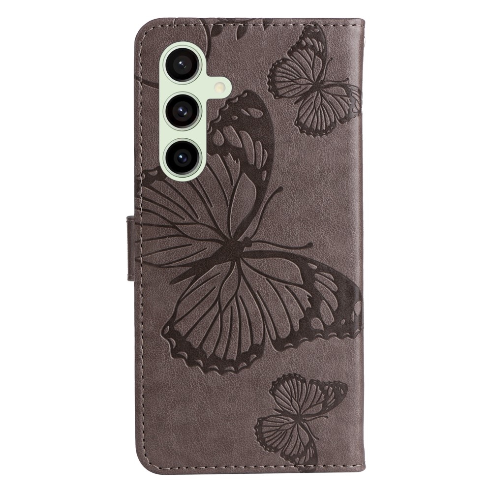 Nagy pillangó könyv tok Samsung Galaxy S24 FE készülékhez - szürke