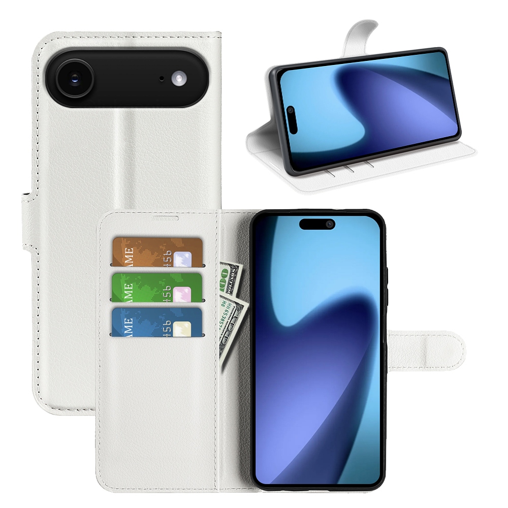 Litchi könyvtáska iPhone 17 Air készülékhez - fehér