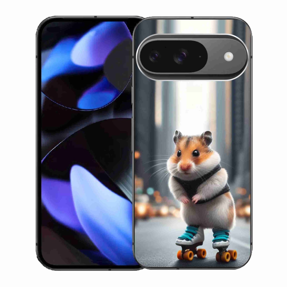Gél borítás mmCase a Google Pixel 9/9 Pro számára - hörcsög a korcsolyán