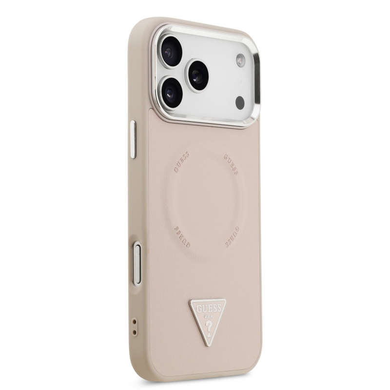 Guess PU bőr háromszög logó MagSafe hátlap iPhone 17 Pro rózsaszínhez