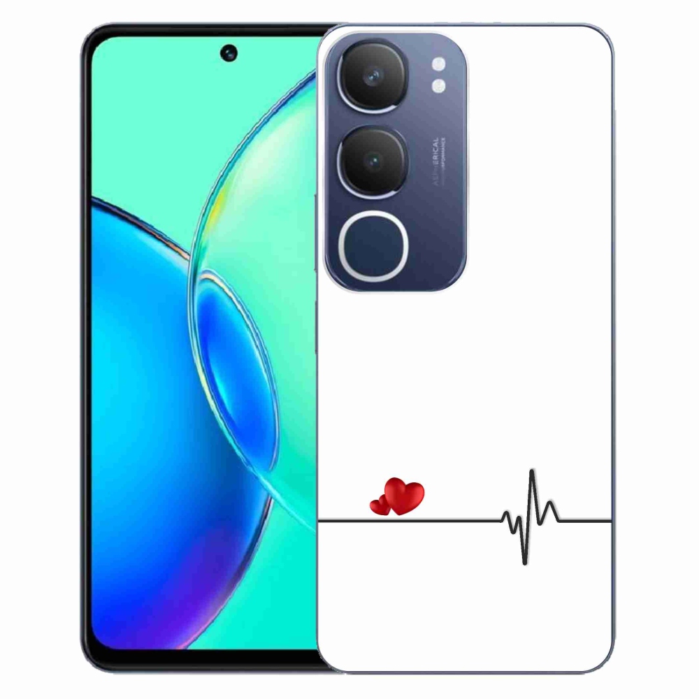 Gél borító mmCase a Vivo Y19s készülékre - szív és szívverés fehér háttérrel