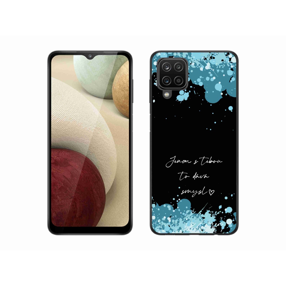 Gél borító mmCase Samsung Galaxy A12 készülékhez - szerelmes szöveg fekete háttérrel