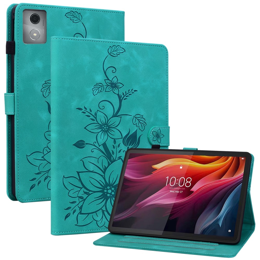 Virágok záró tok Lenovo Tab K11 Plushoz - teal színű