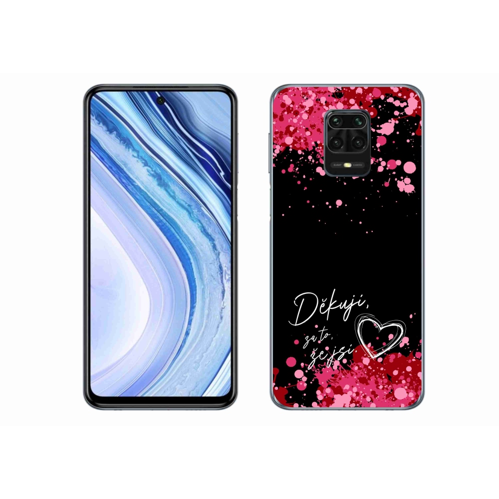 Gél borító mmCase a Xiaomi Redmi Note 9S-hez - text in love 2 fekete háttérrel