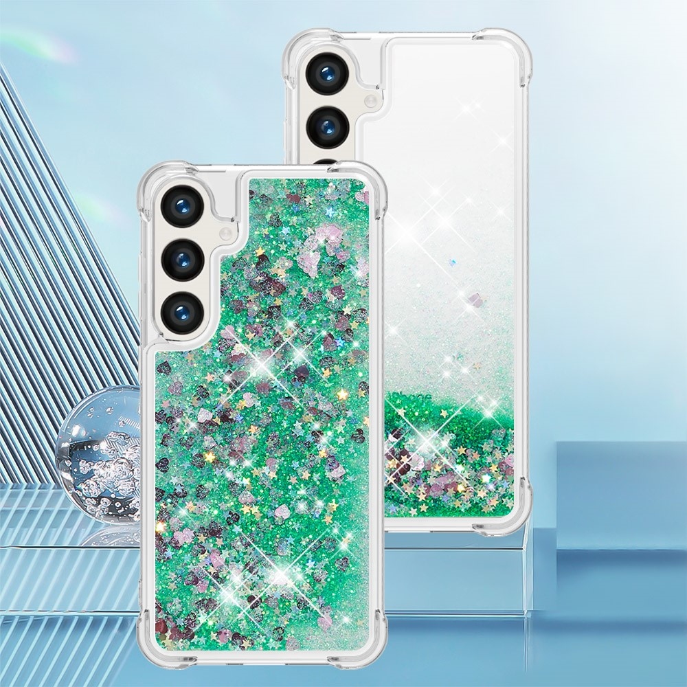 Glitter homokóra zselés tok Samsung Galaxy S24+ - zöld/szív