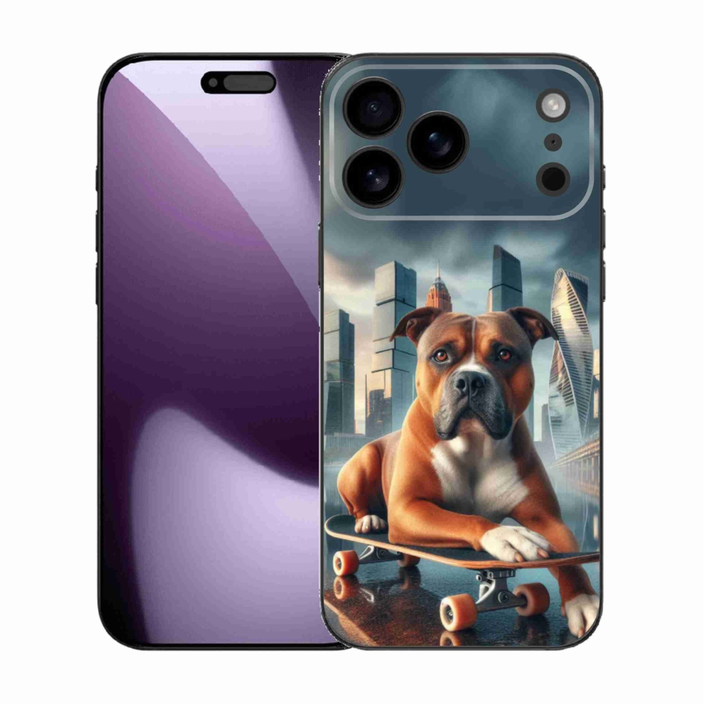 Zselés borítás mmCase iPhone 17 Pro Max készülékhez - kutya gördeszkán