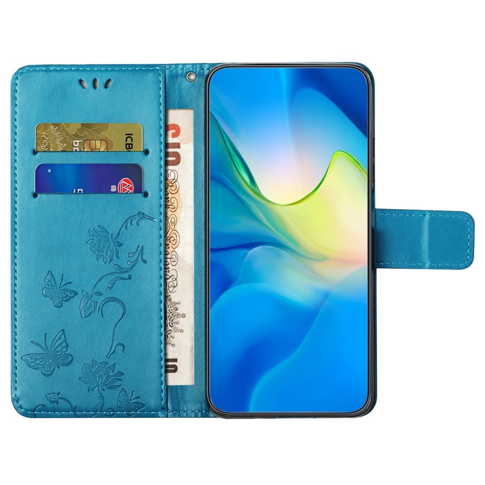 Virágos könyv tok Samsung Galaxy S24+/S25+ készülékhez - kék