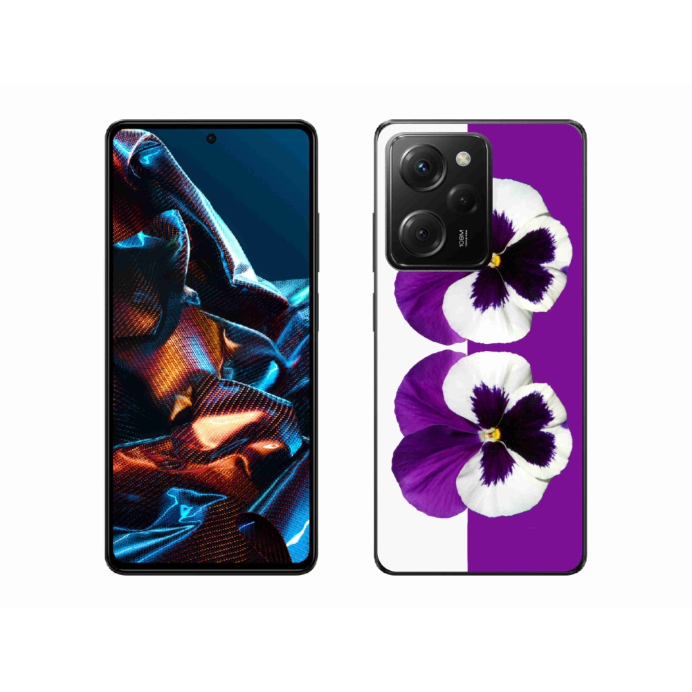 Gél borítás mmCase a Xiaomi Poco X5 Pro 5G számára - lila és fehér virág