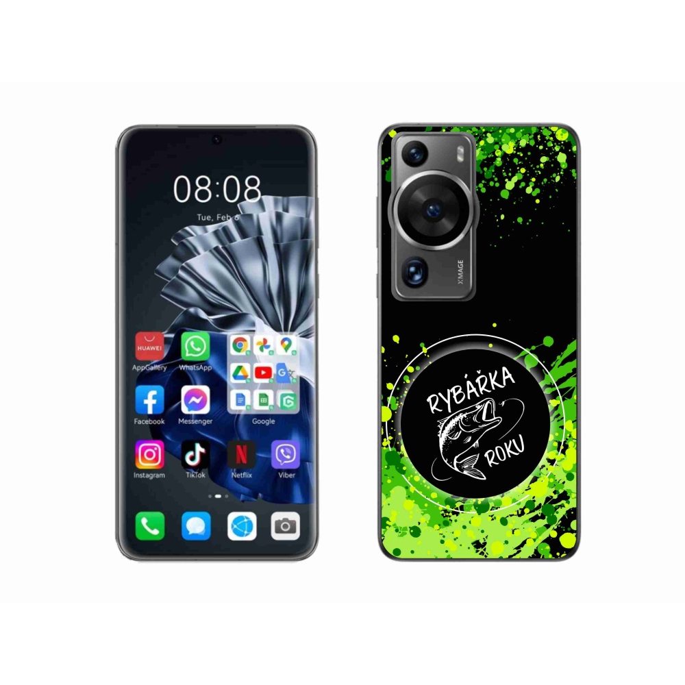Gél borítás mmCase a Huawei P60 Pro készülékhez - az év horgásza fekete háttérrel