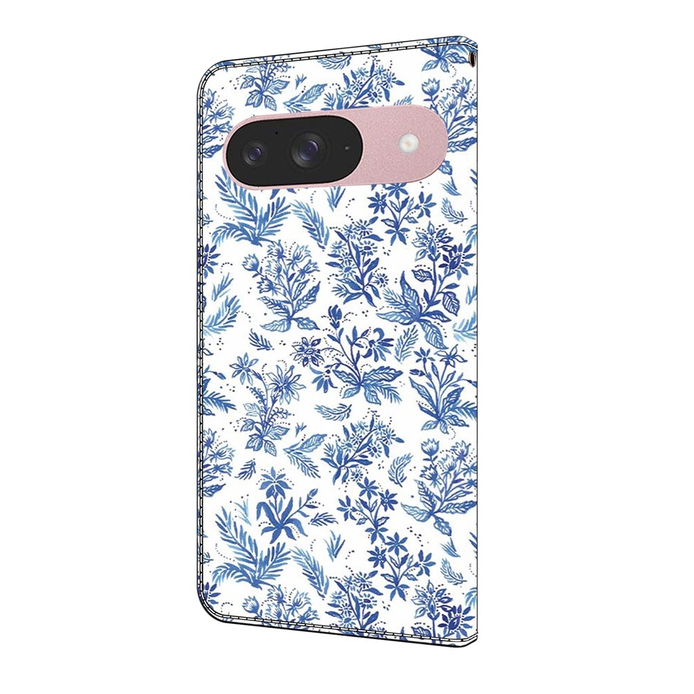 Sima könyv tok Google Pixel 10 Pro/Pixel 10 - kék virágok