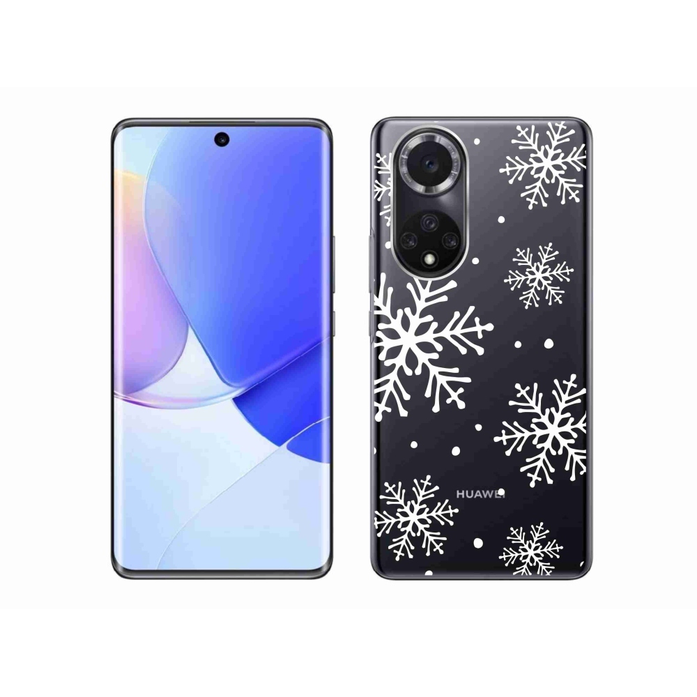 Gél borítás mmCase a Huawei Nova 9 készülékre - fehér pelyhek átlátszó háttéren