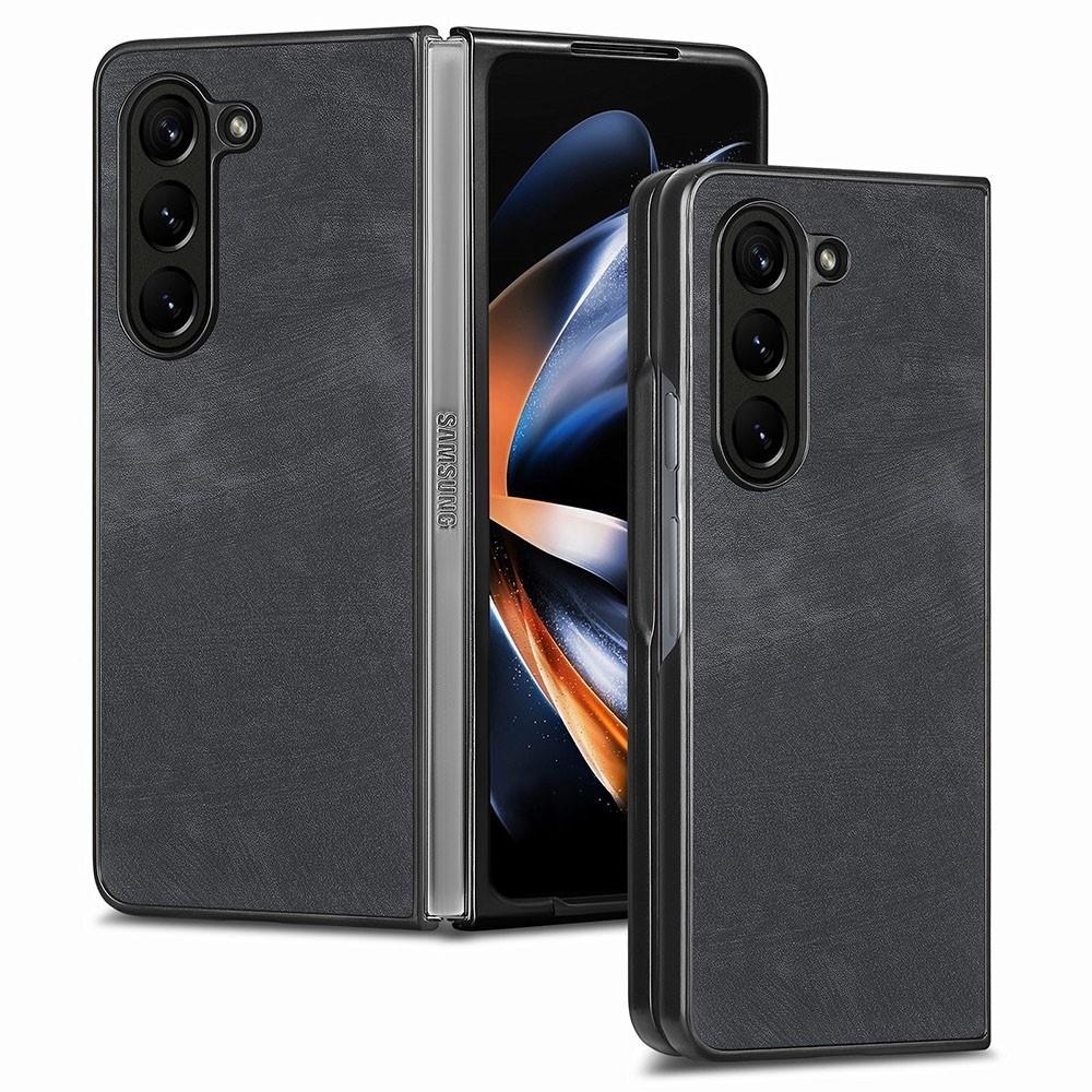 Vintage műanyag tok a Samsung Galaxy Z Fold5 5G készülékhez - fekete