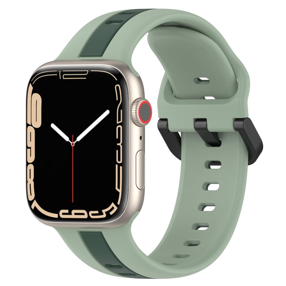 Szíj szilikon szíj Apple Watch Ultra/Ultra 2 49mm/SE/SE 2022/2023 44mm/9/8/7 45mm/6/5/4 44mm/3/2/1 42 mm-es órához - zöld/sötétzöld színű