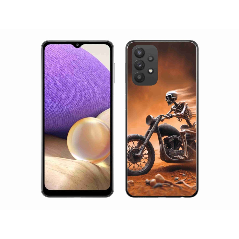 Zselés borítás mmCase Samsung Galaxy A32 5G - csontváz egy motorkerékpáron