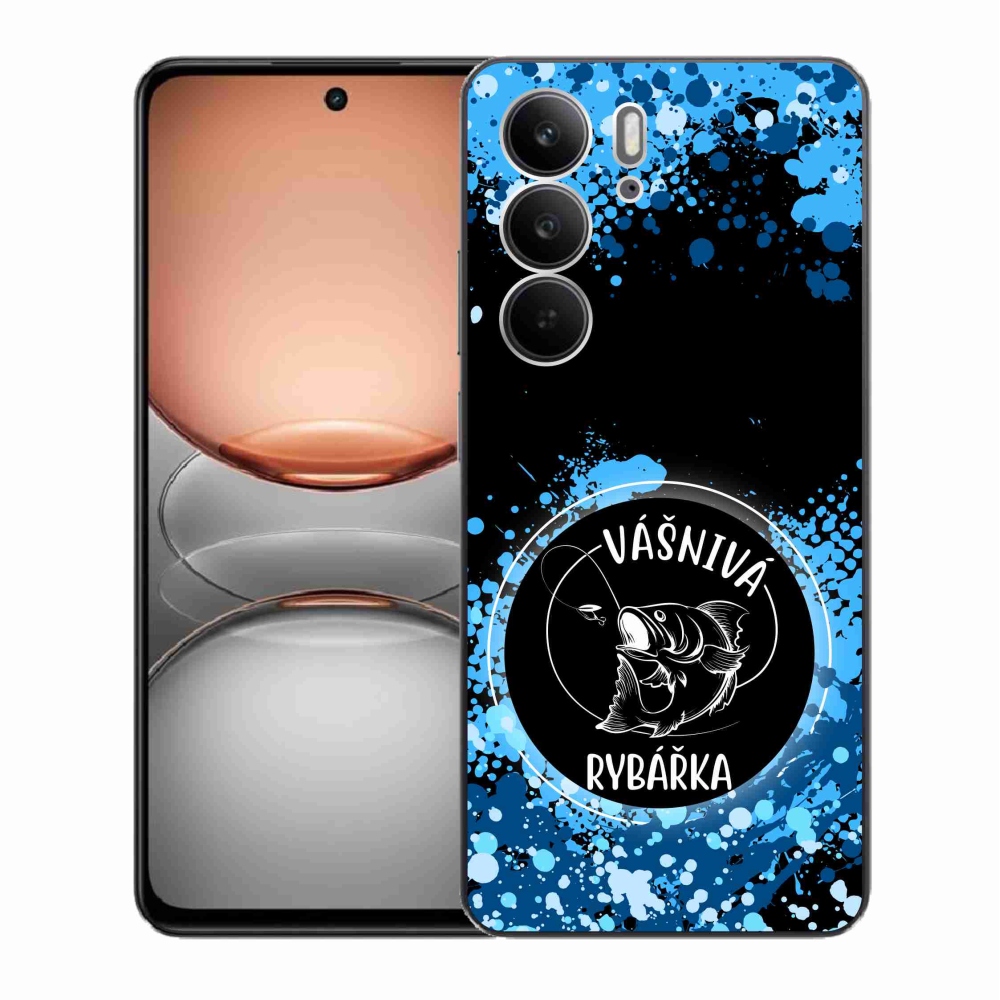 Gél borító mmCase a Realme C75 készülékhez - szenvedélyes halásznő fekete háttérrel