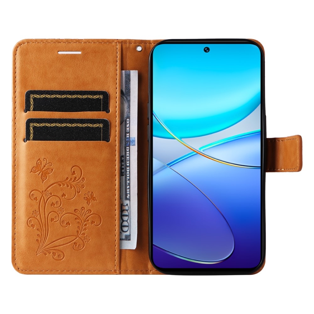 Nagy pillangó könyv tok a Vivo V40 SE 4G/5G-hez - sárga