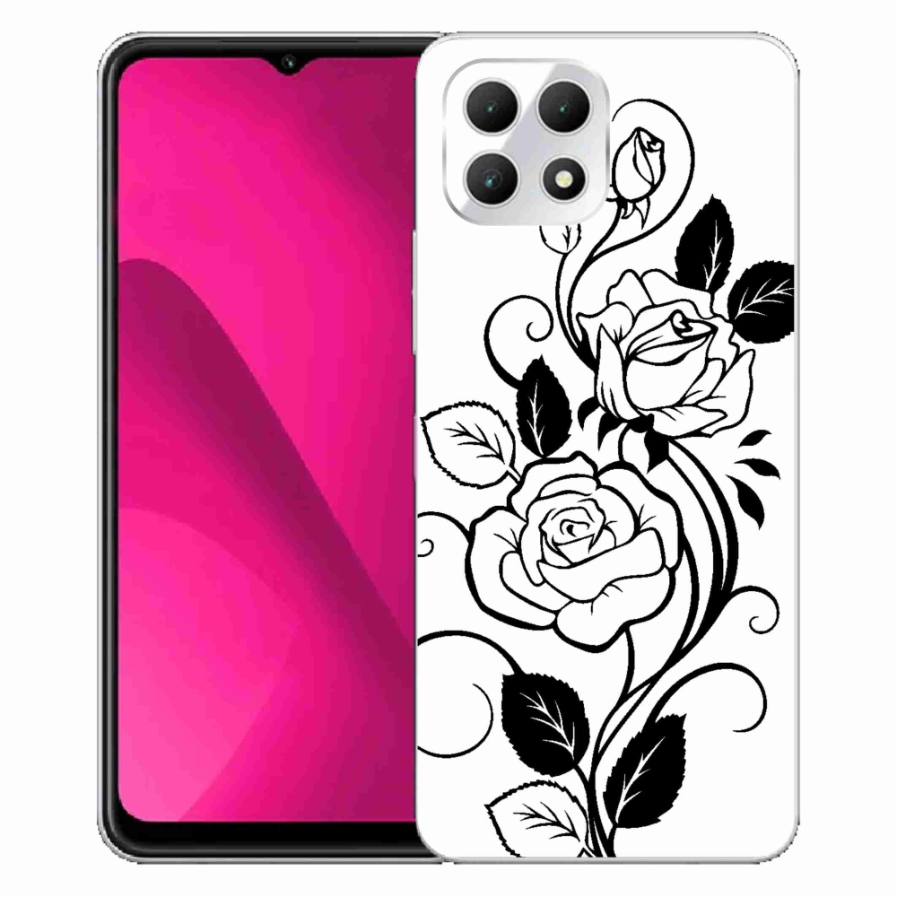 Zselés borítás mmCase a T-Mobile T Phone 2 készülékhez - fekete-fehér rózsa