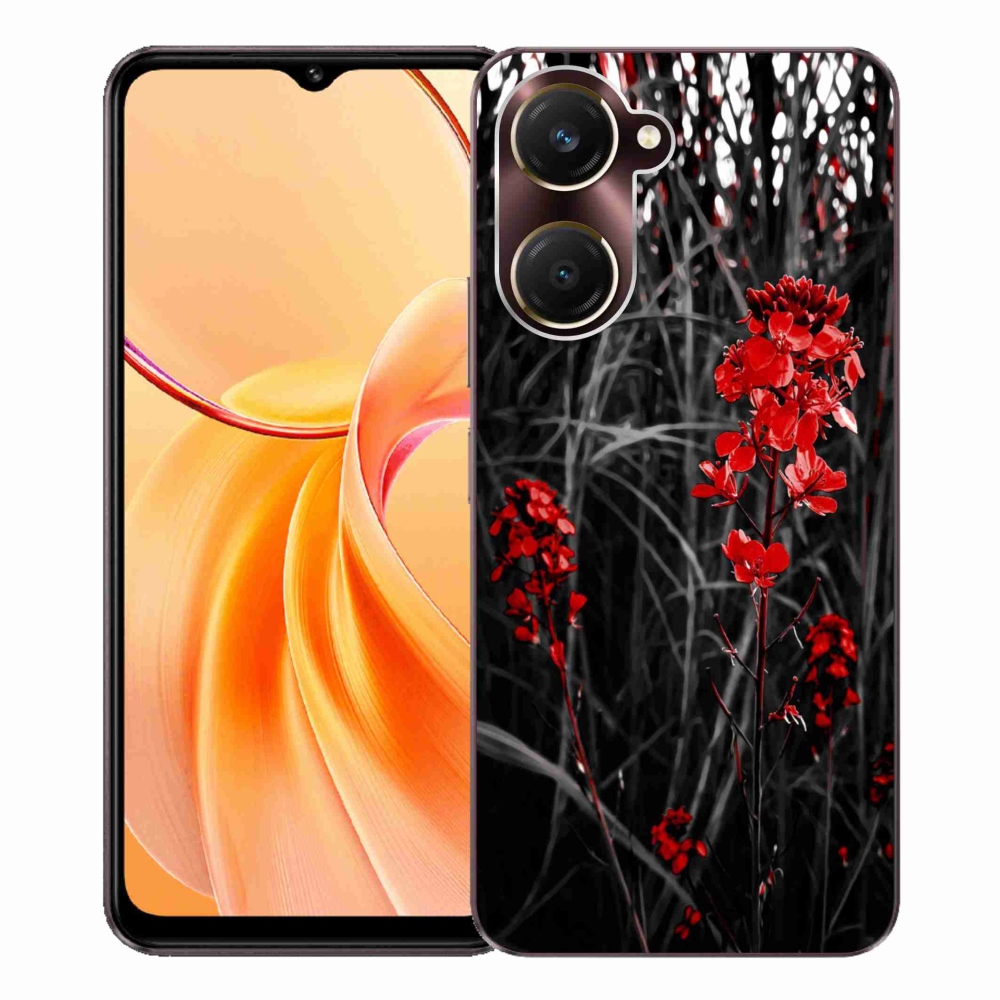 Gél borító mmCase a Vivo Y28s 5G - piros növényen