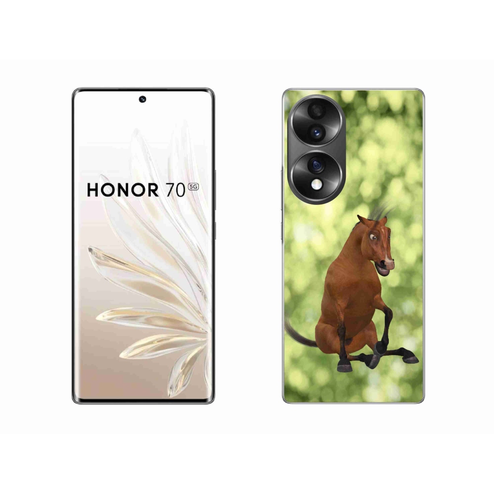 Zselés borító mmCase a Honor 70-hez - barna rajzfilm ló 1